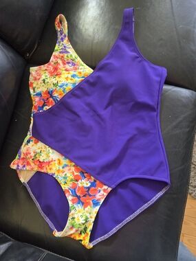 Purple Floral  One-Piece Swimsuit